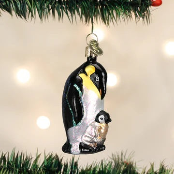 Old World Christmas Emperor Penguin W/chick Ornament