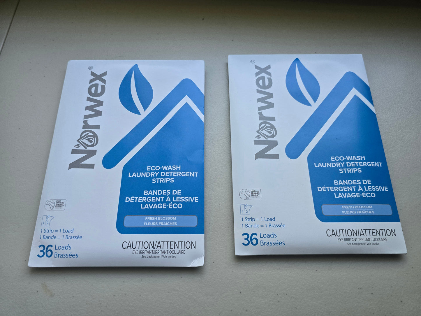 Norwex Eco-Wash Laundry Detergent Strips - two Fresh Blossom boxes