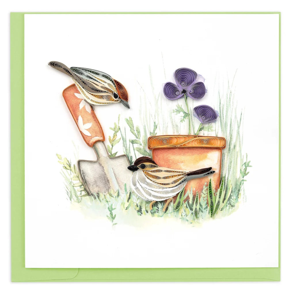 Quilled Garden Sparrow Greeting Card
