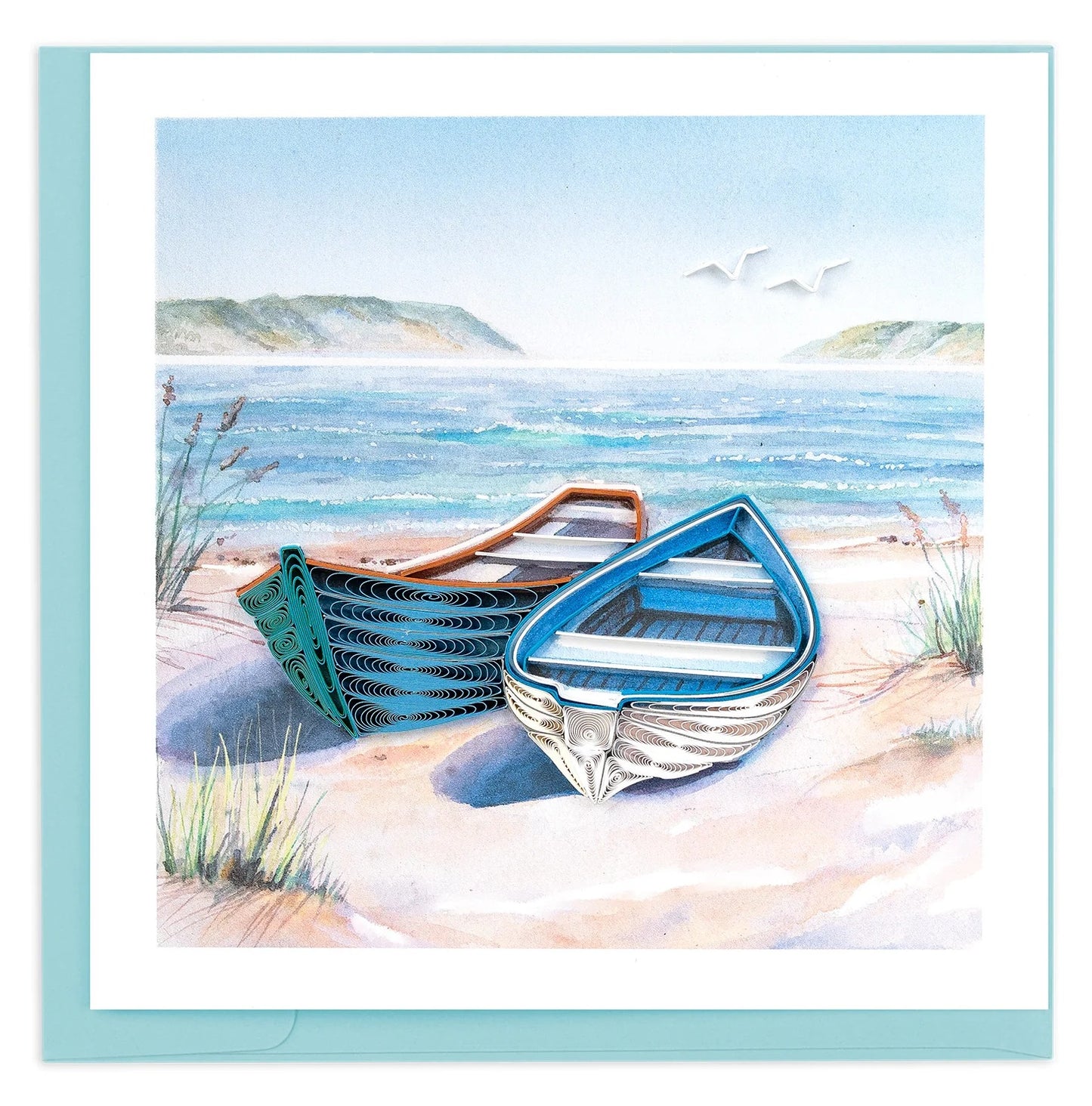 Quilled Greeting Card: Two Boats on the Shore NEW 2026