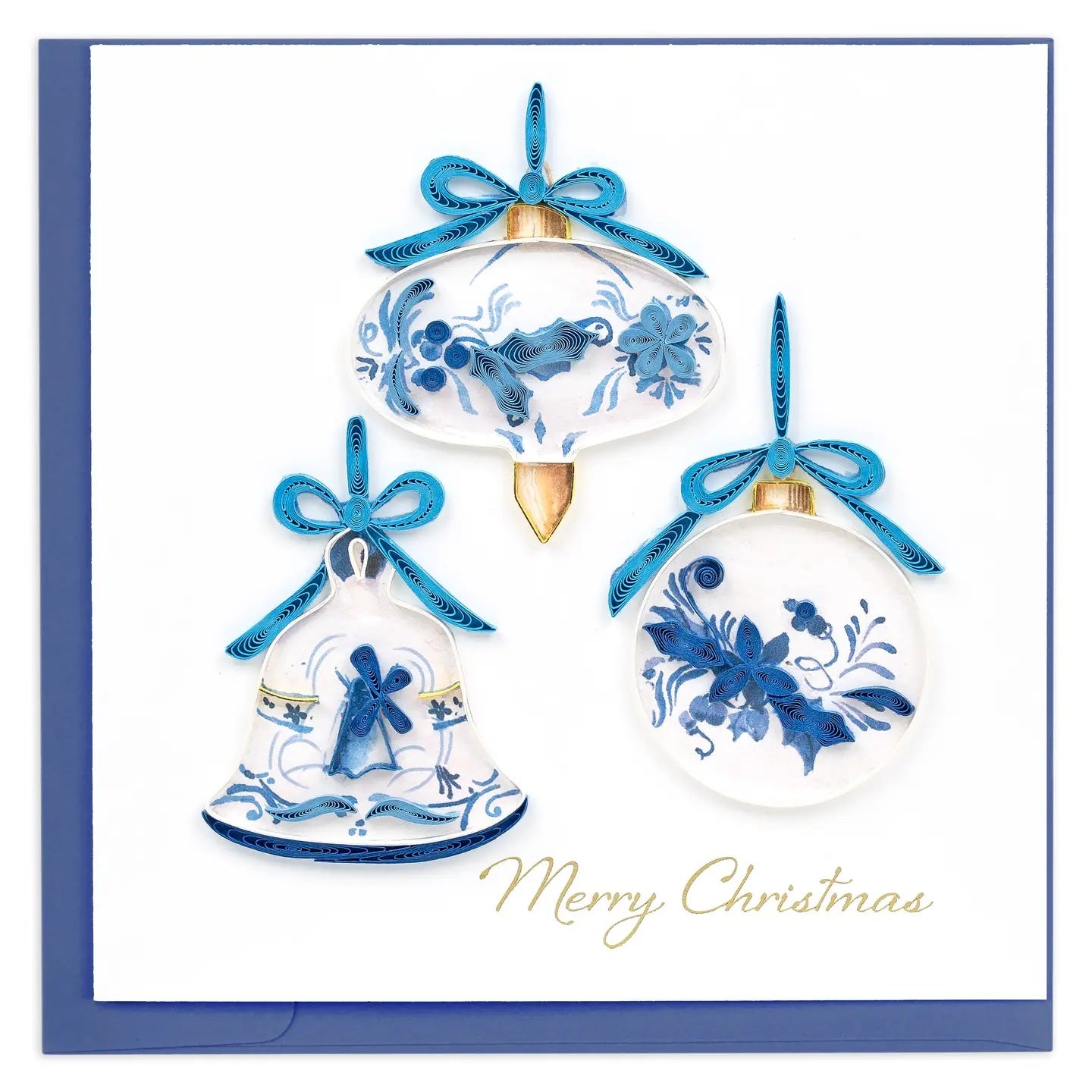 Quilled Delft Blue Ornaments Christmas Card