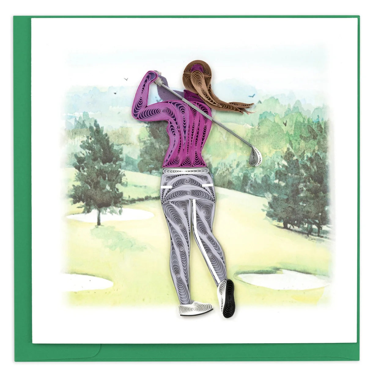 Quilled Female Golfer Greeting Card Retired