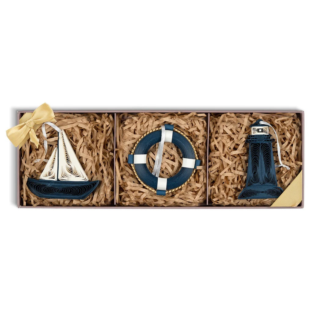 2D Quilled Nautical Ornaments Box Set of 3