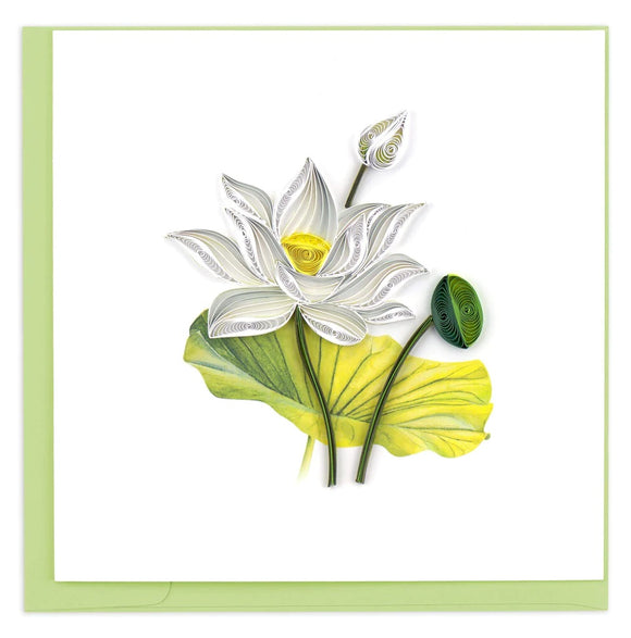 Quilled White Lotus Greeting Card Retired
