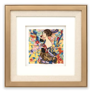 Quilled Card Frame with Linen Mat Black, Silver, Gold 6x6