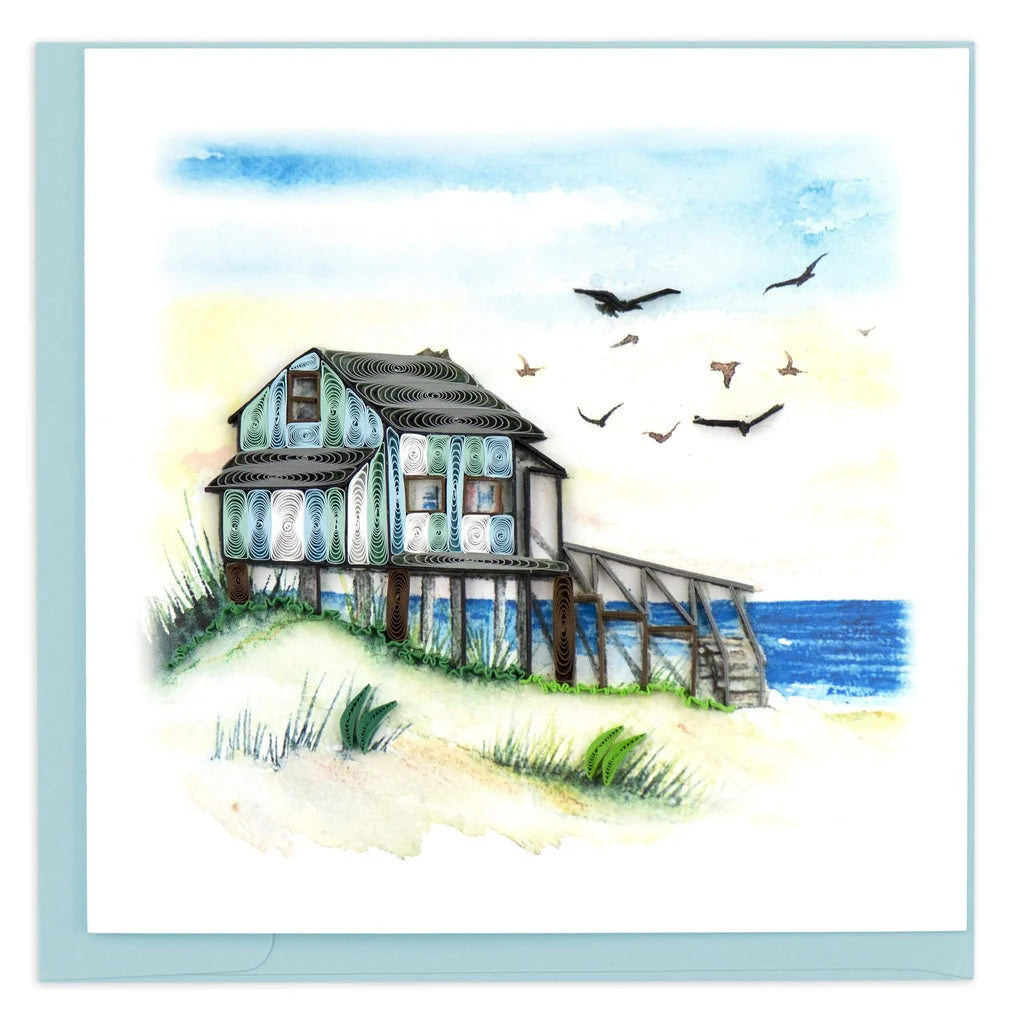Quilled Beach House Greeting Card Retired
