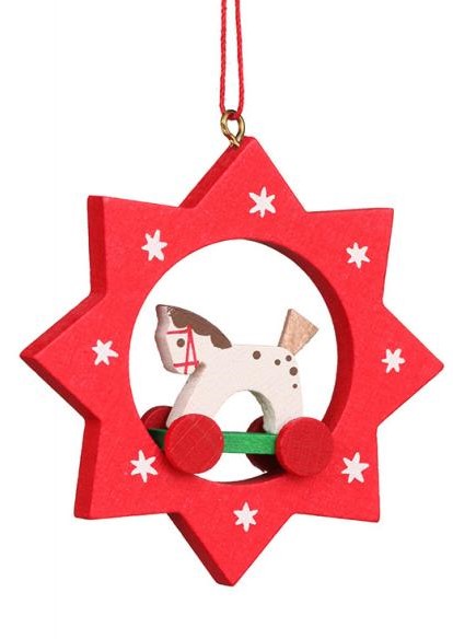 Christian Ulbricht Wooden Ornament Red Star Horse