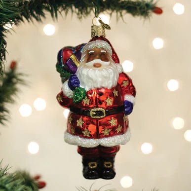 Old World Jolly African American Santa Ornament