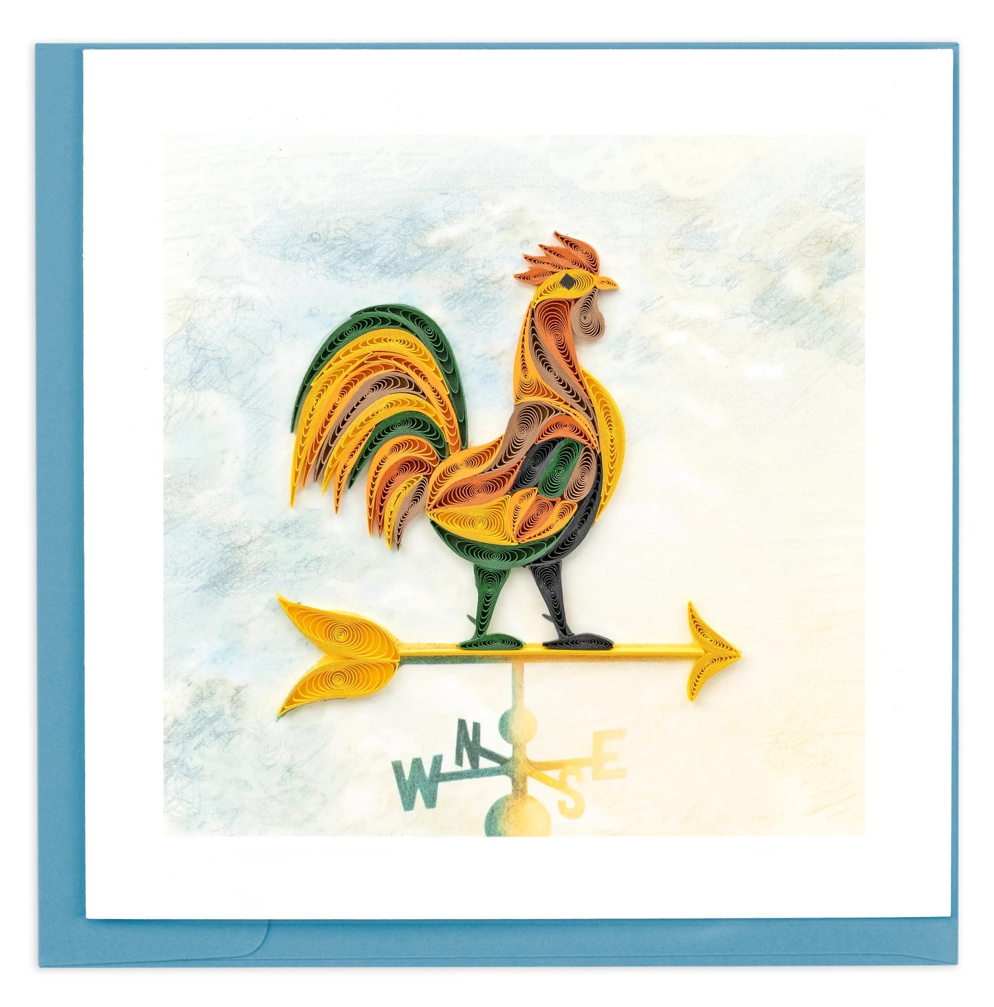 Quilled Rooster Weathervane Greeting Card Retired