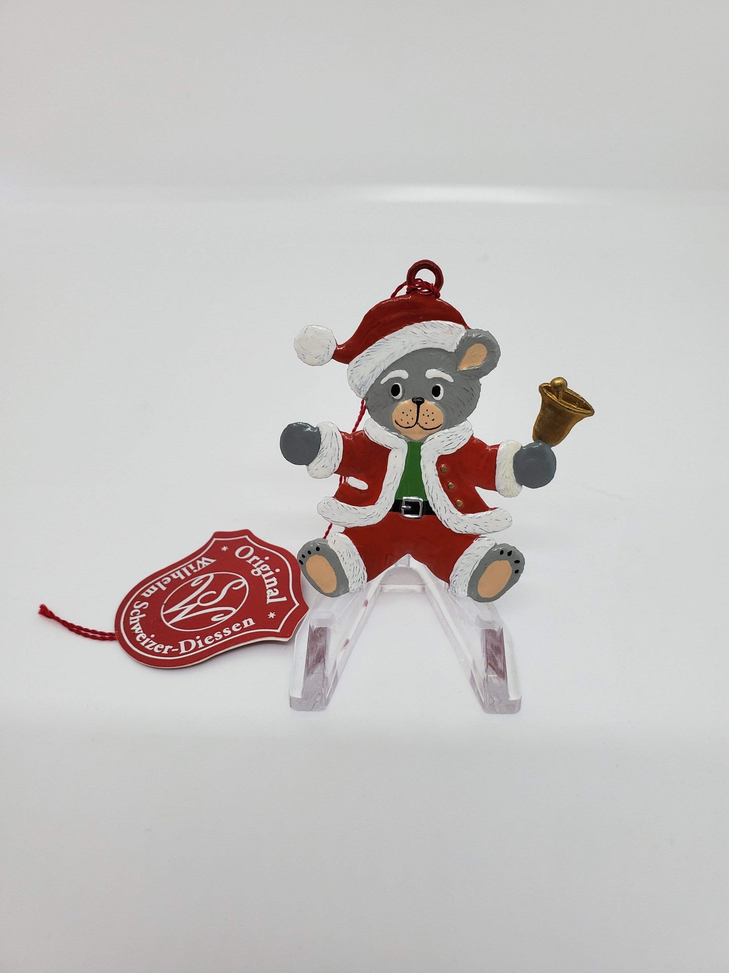 Ornament German Hand Painted Pewter Teddy Bear.