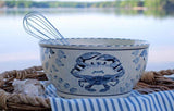 Blue Crab Hand Painted Stoneware Deep Mixing Bowl.