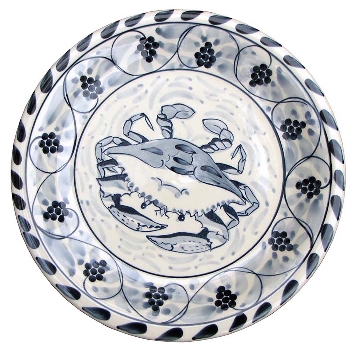 Blue Crab Hand Painted Stoneware Salad Plate Set of 4.