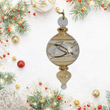 Egyptian Museum Glass Small Gold Etched Ball Drop Sphere O-697.