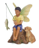 Ebony Fairy Boy Fishing for Dinner with Dog MG363.