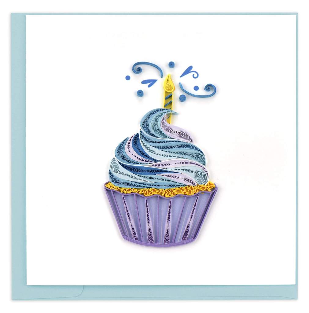 Quilled Cupcake & Candle Birthday Card.