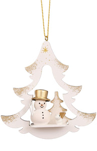 Christian Ulbricht Ornament - White and gold tree with snowman