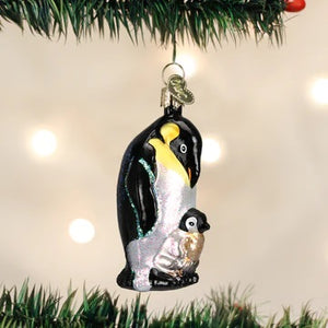 Old World Christmas Emperor Penguin W/chick Ornament