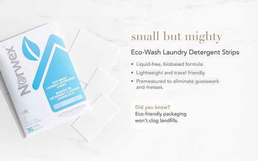 Norwex Eco-Wash Laundry Detergent Strips - small but mighty infographic