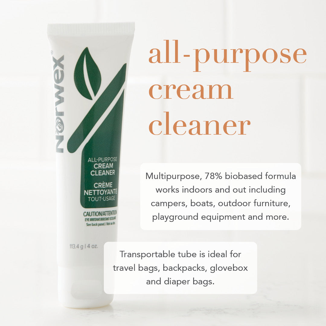 Norwex All-Purpose Cream Cleaner 4oz tube - 78% biobased formula infographic