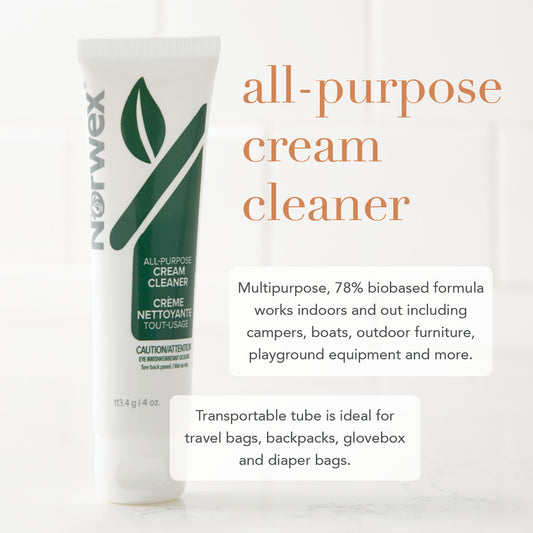 Norwex All-Purpose Cream Cleaner 4oz tube - 78% biobased formula infographic