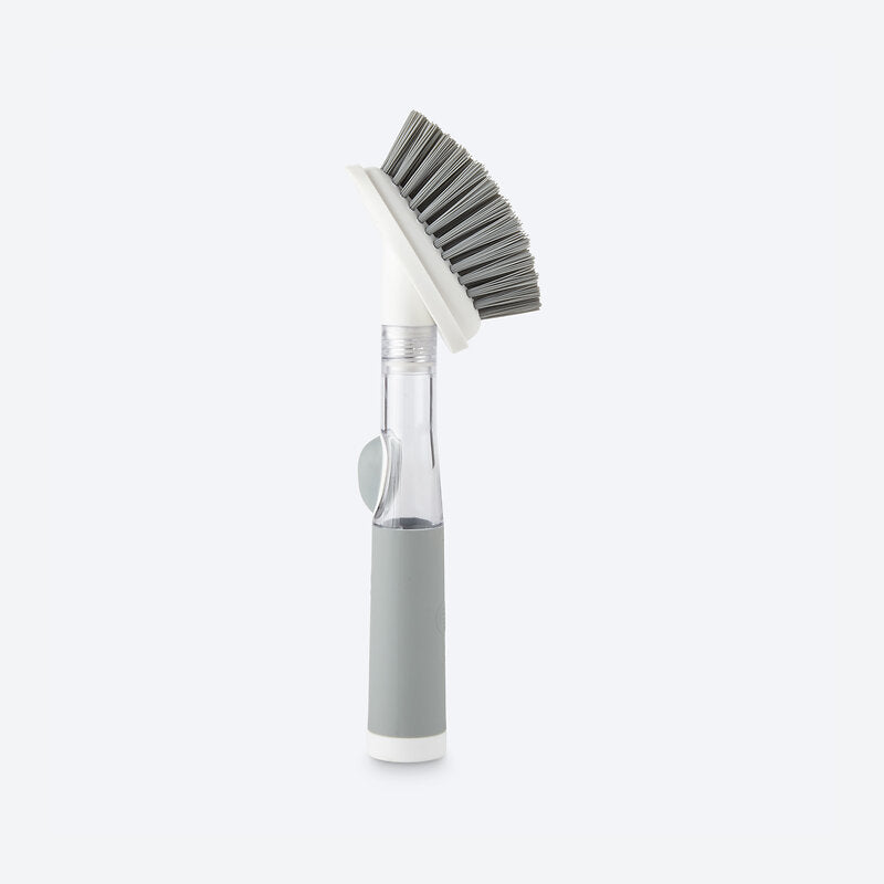Norwex Soap-Dispensing Kitchen Scrub Brush - gray and white product shot on white background