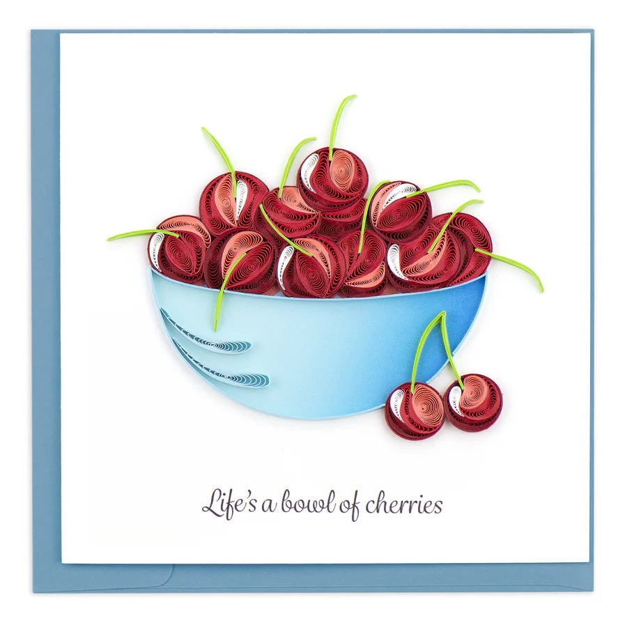 Quilled Bowl of Cherries Greeting Card Retired