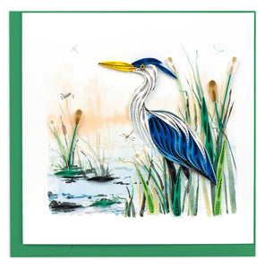 Quilled Great Blue Heron Greeting Card NEW