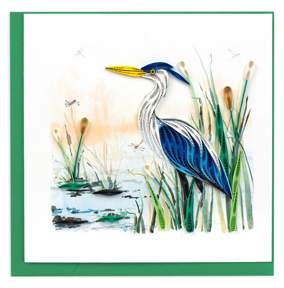 Quilled Great Blue Heron Greeting Card NEW