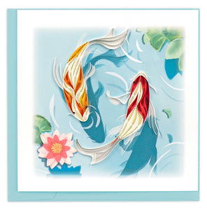 Quilled Koi Fish Pond Greeting Card NEW