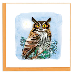 Quilled Great Horned Owl Greeting Card (New 2023)