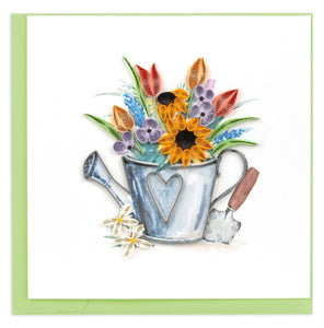 Quilled Garden Watering Can Greeting Card NEW