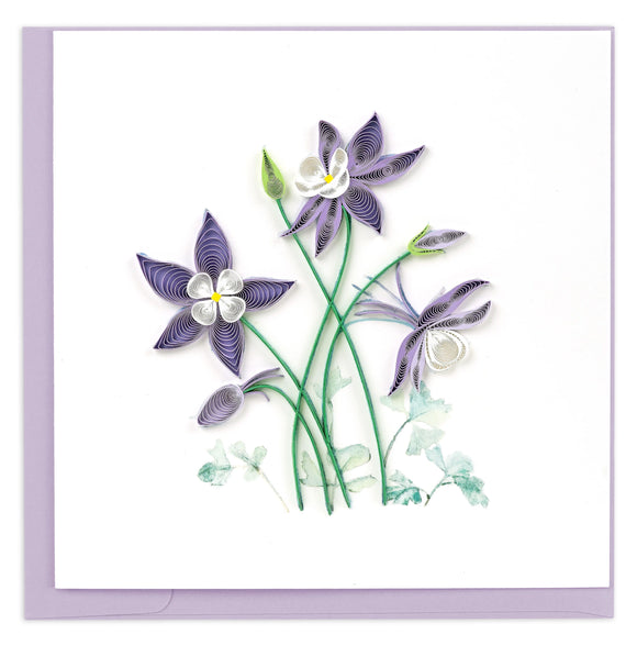 Quilled Columbine Flowers Greeting Card NEW