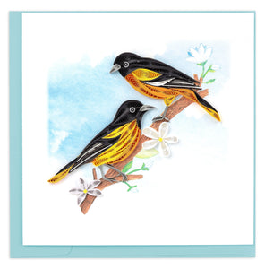 Quilled Baltimore Oriole Birds Greeting Card NEW