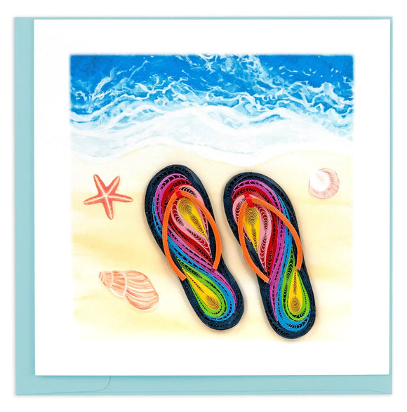 Quilled Colorful Flip Flops Greeting Card NEW 2024