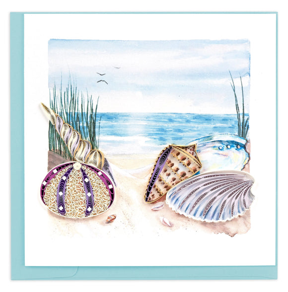 Quilled Seashells on the shore Greeting Card NEW 2024