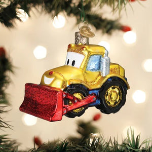 Old World Bright-eyed Bulldozer Ornament