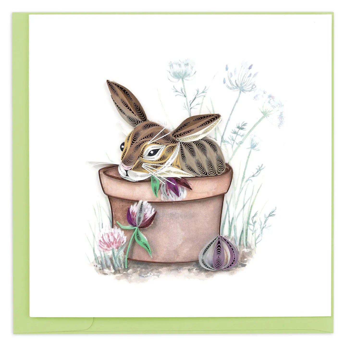Quilled Bunny in Flower Pot Greeting Card