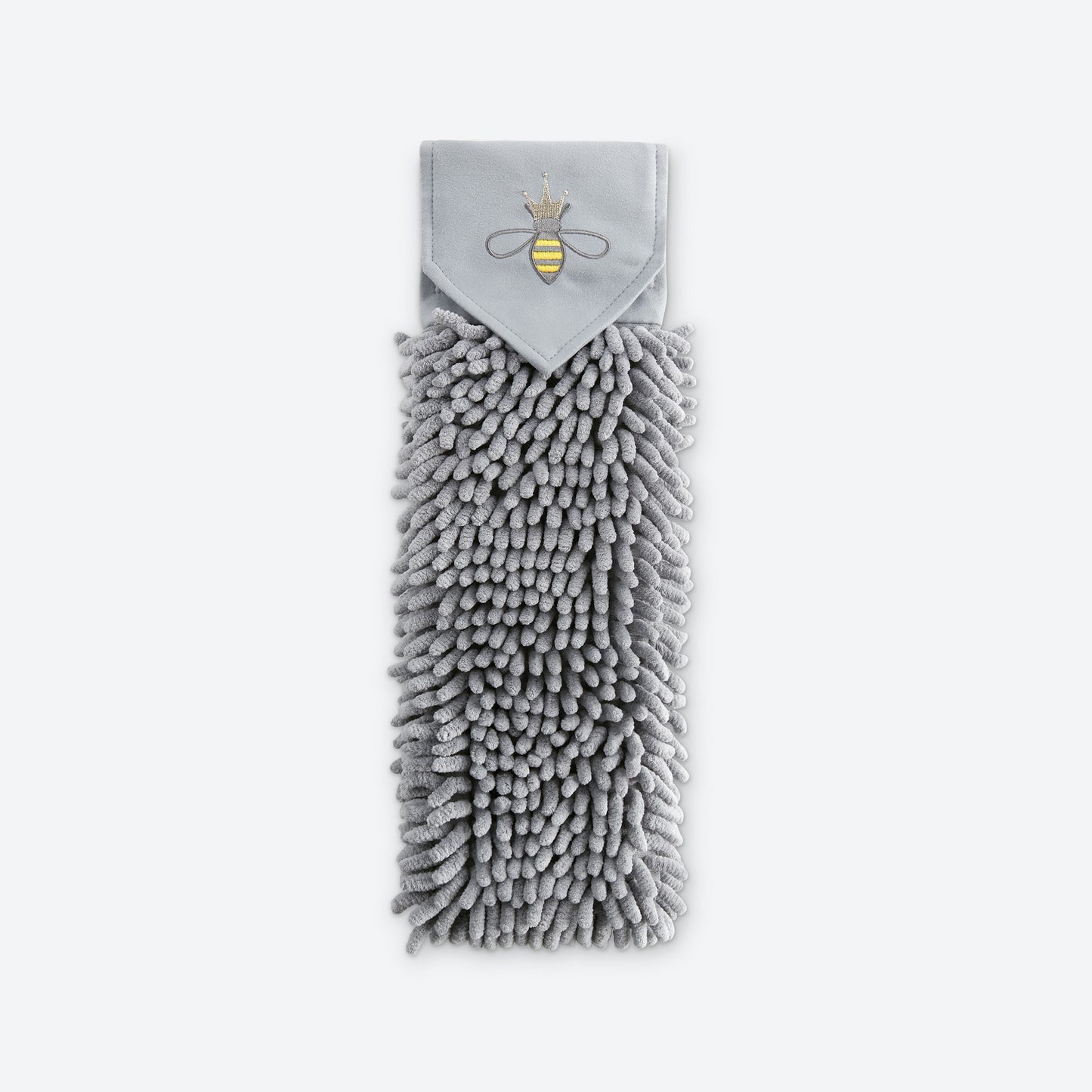 Norwex Chenille Hand Towel - Bee design in light gray