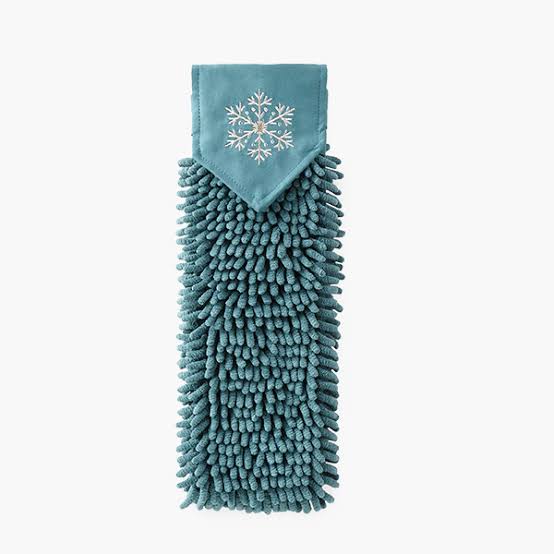 Norwex Chenille Hand Towel - Snowflake design in teal