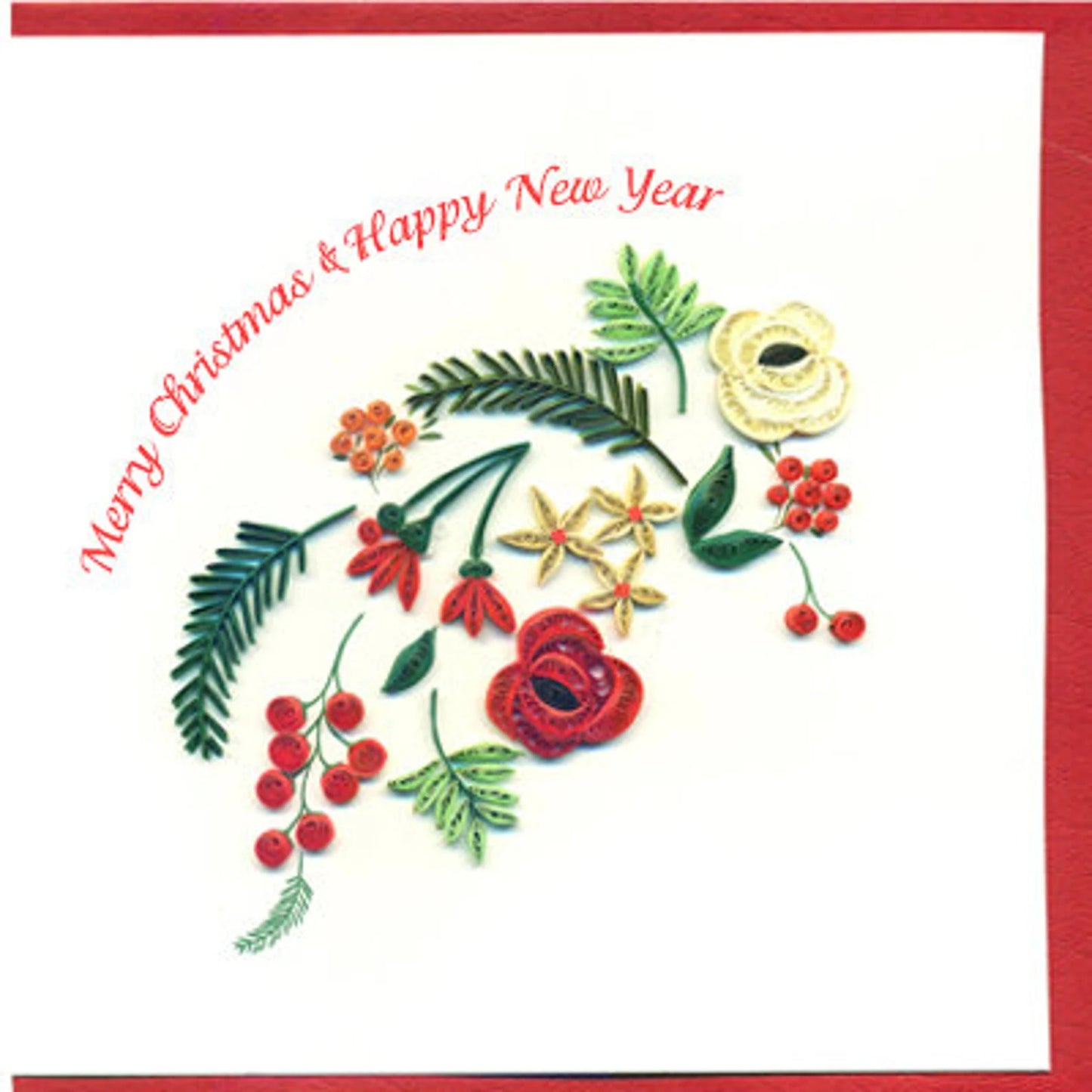 Quilled Merry Christmas & Happy New Year Card Retired