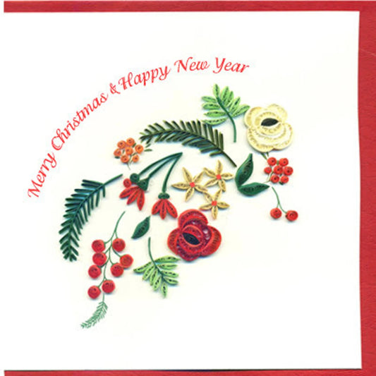 Quilled Merry Christmas & Happy New Year Card Retired