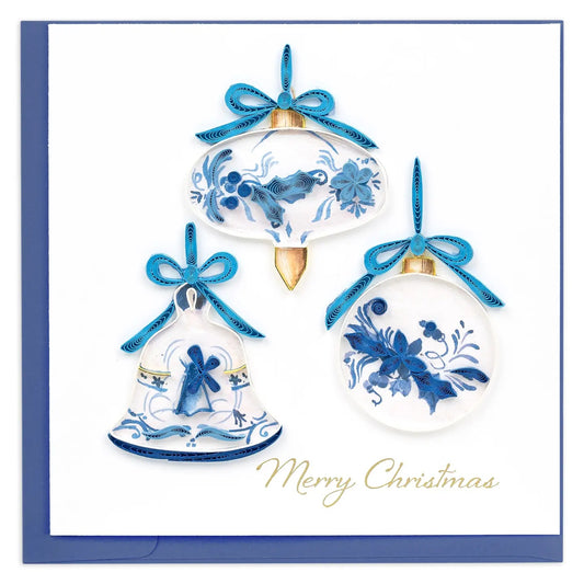 Quilled Delft Blue Ornaments Christmas Card
