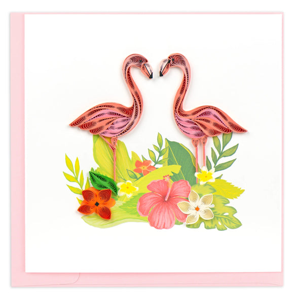 Quilled Tropical Flamingos Greeting Card NEW 2023