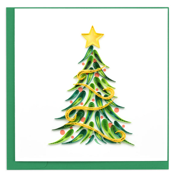 Quilled Gold Garland Christmas Tree Greeting Card (New 2023)