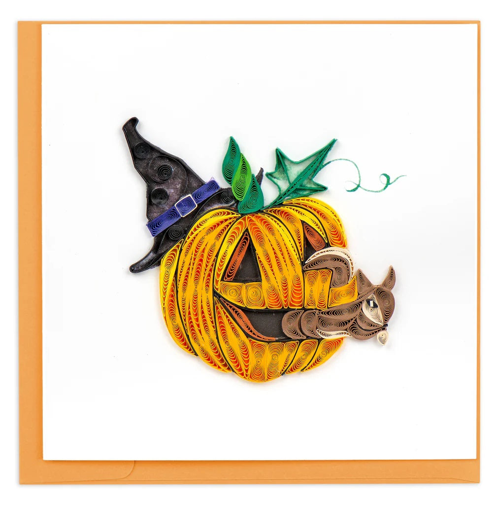 Quilled Squirrel in Jack-o'-lantern Halloween Card RETIRED