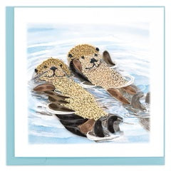 Quilled Hugging Otters Greeting Card