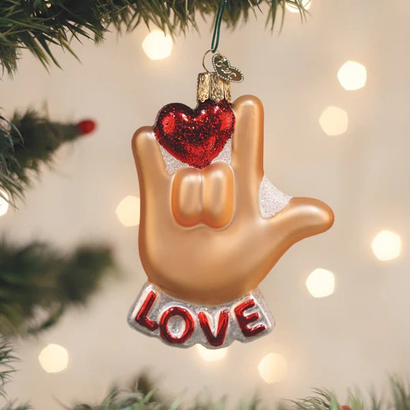 Old World Love Sign Language Ornament