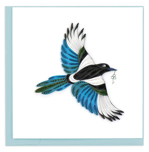 Quilled Black-billed Magpie Greeting Card Retired
