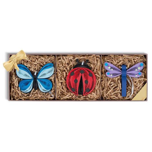 2D Quilled Insect Ornaments Box Set of 3