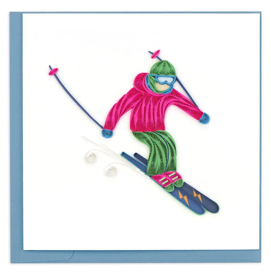 Quilled Skier Greeting Card  RETIRED